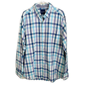 Tommy Bahama Mens Long Roll Tab Sleeve Checkered Multicolor Button Up Large
